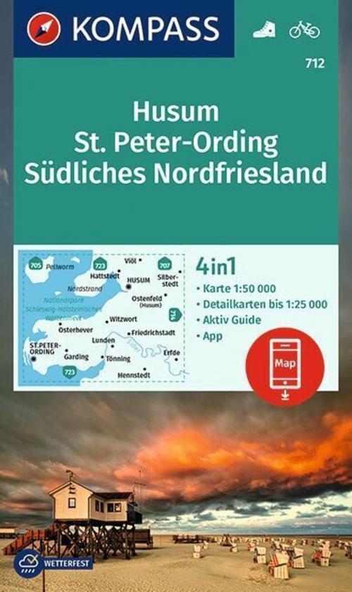KOMPASS Wanderkarte 712 Husum, St. Peter-Ording, Südliches Nordfriesland 1:50.000