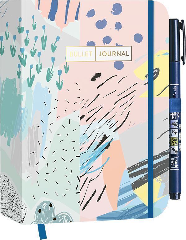 Buchcover: Pocket Bullet Journal \"Abstract Art\" mit Original Tombow Brush Pen Fudenosuke in schwarz