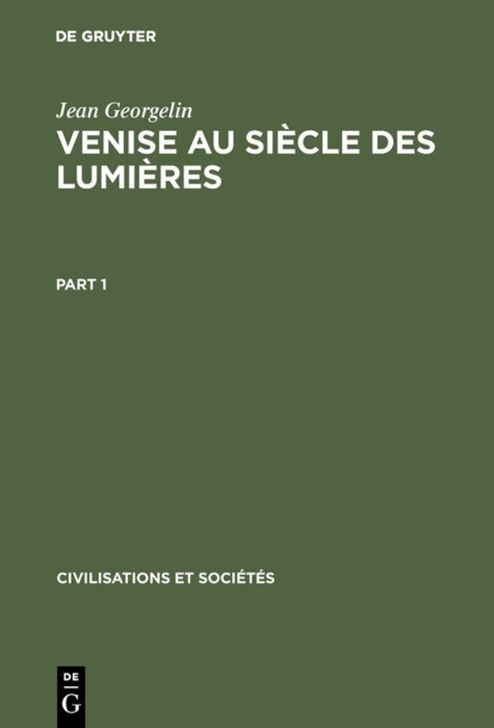 Buchcover: Venise au siècle des lumières