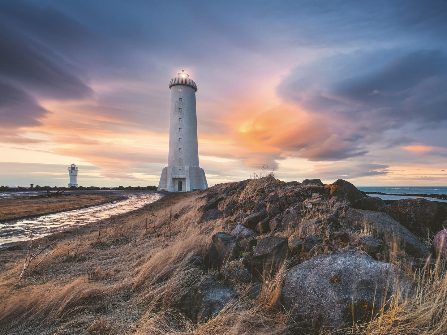 Erwachsenenpuzzle 1500 Teile - Magische Stimmung über dem Leuchtturm von Akranes, Island