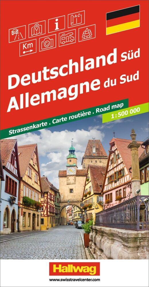 Hallwag Strassenkarte Deutschland Süd 1:500.000