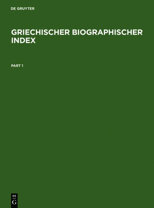 Buchcover: Griechischer Biographischer Index