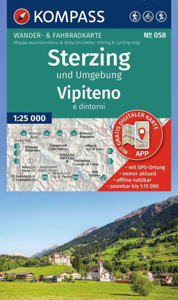 KOMPASS Wanderkarte 058 Sterzing und Umgebung / Vipiteno e dintorni 1:25.000