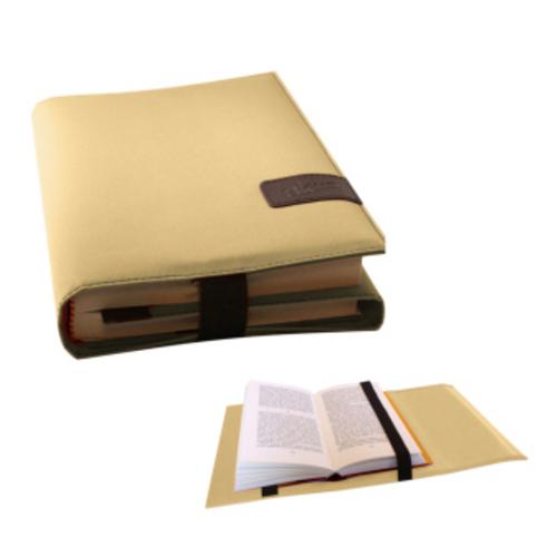 BookSKIN Buch Einband (Größenverstellbar) in Elfenbein-Beige mit Lesezeichen