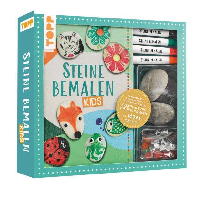 Blum, Ludmila/Kreativ-Set: Steine bemalen Kids mit Wackelaugen, Pompons, Anleitungsbuch &