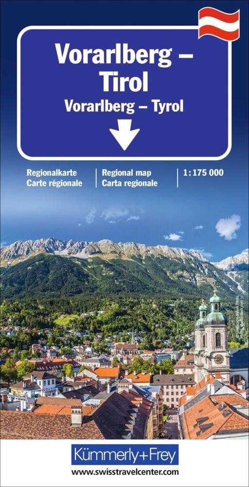 Kümmerly+Frey Regional-Strassenkarte Vorarlberg, Tirol 1:175.000