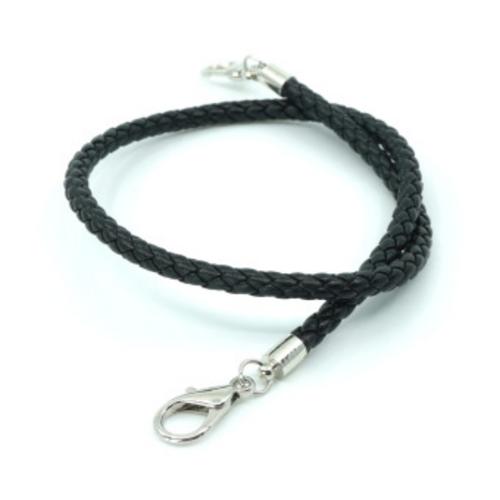 Maskenhalter Kunstleder Schwarz/Silber