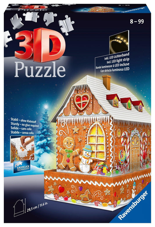 3D Puzzle Lebkuchenhaus bei Nacht