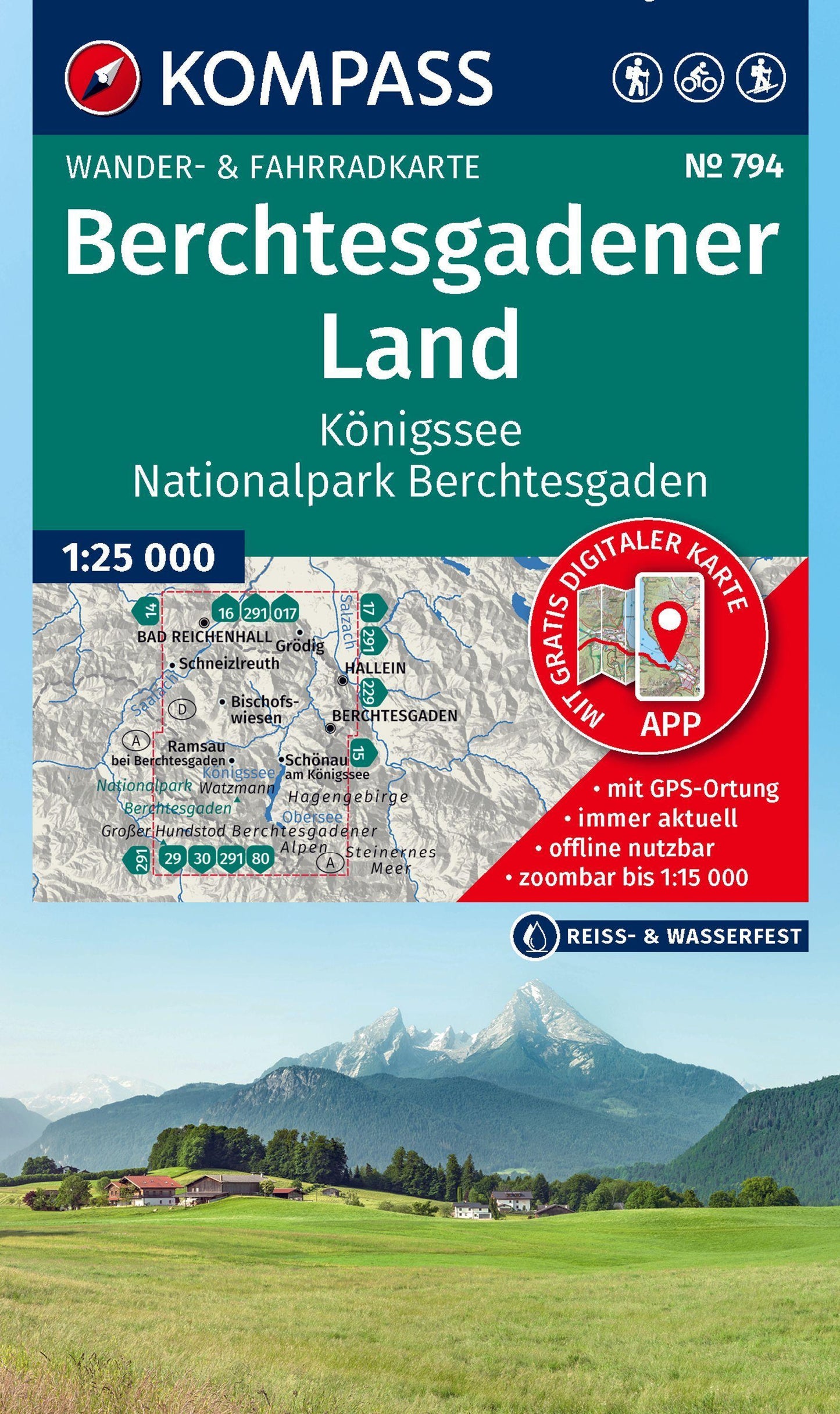KOMPASS Wanderkarte 794 Berchtesgadener Land, Königssee, Nationalpark Berchtesgaden 1:25.000