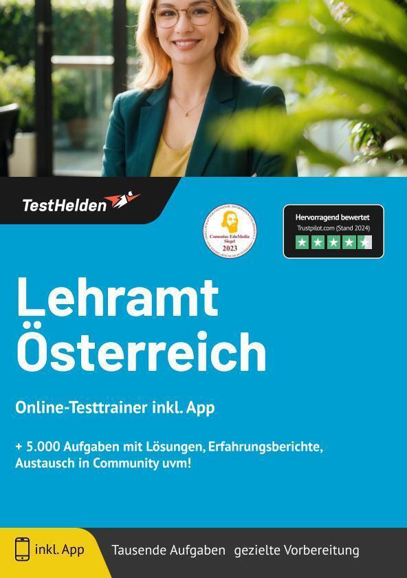Lehramt Österreich Aufnahmeprüfung bestehen: Online-Testtrainer inkl. App I + 5.000 Aufgaben mit Lösungen, Erfahrungsberichte, Austausch in Community uvm!