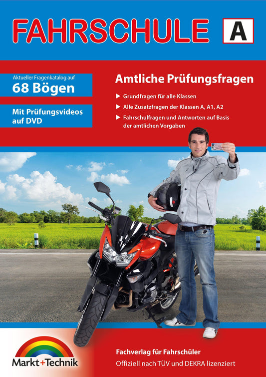 Führerschein Fragebogen Klasse A, A1, A2 - Motorrad Theorieprüfung original amtlicher Fragenkatalog auf 71 Bögen