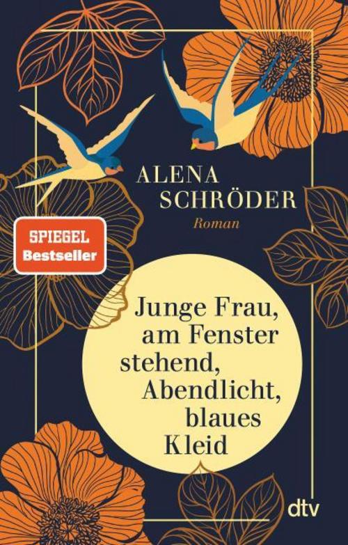 Schröder, Alena/Junge Frau, am Fenster stehend, Abendlicht, blaues Kleid
