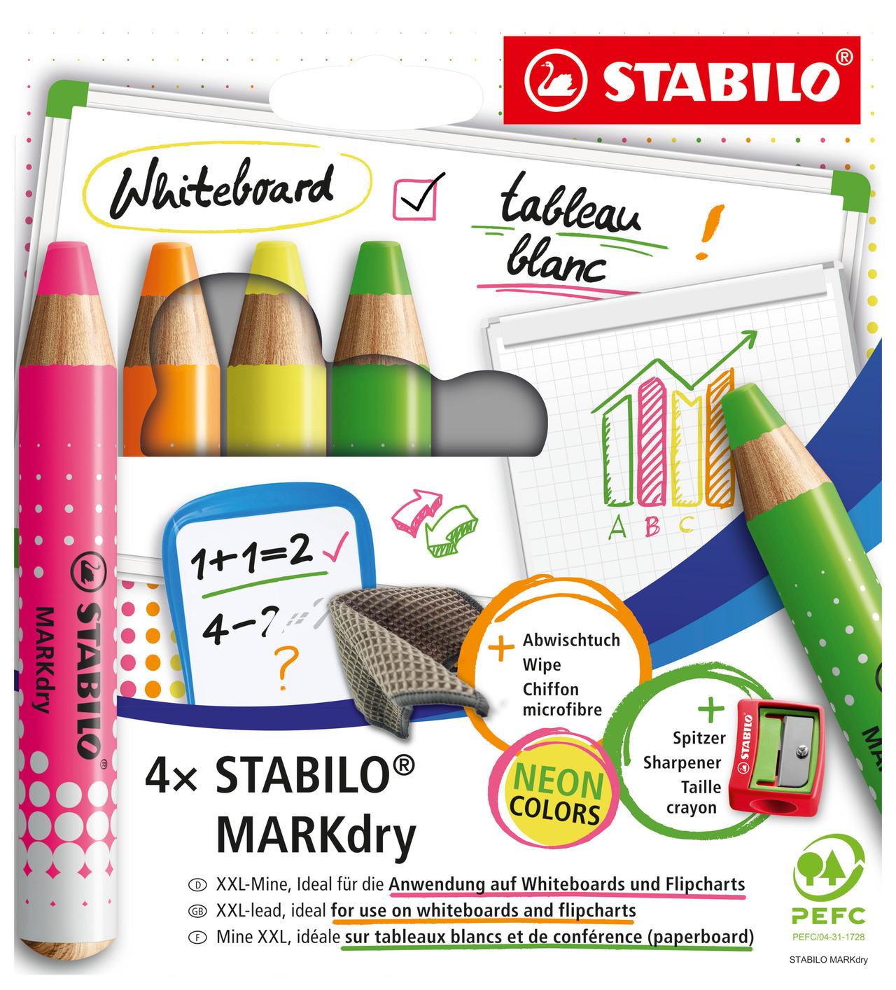 STABILO MARKdry Neon 4er