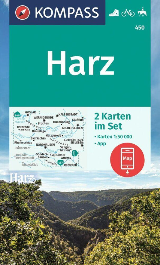 KOMPASS Wanderkarten-Set 450 Harz (2 Karten) 1:50.000