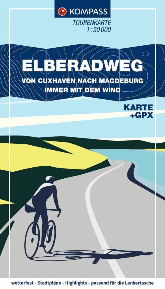KOMPASS Fahrrad-Tourenkarte Elberadweg von Cuxhaven nach Magdeburg 1:50.000
