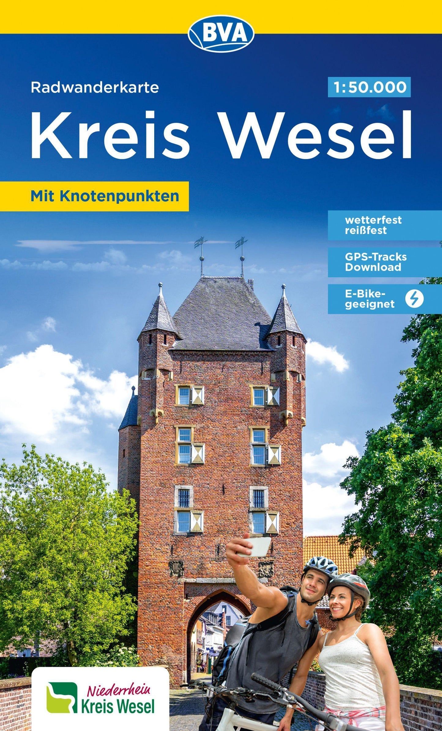 BVA Radwanderkarte Kreis Wesel mit Knotenpunkten 1:50.000