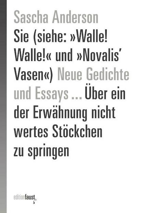 Neue Gedichte Sie (siehe: »Walle! Walle!« und »Novalis' Vasen«) und Essays ... Über ein der Erwähnung nicht wertes Stöckchen zu springen