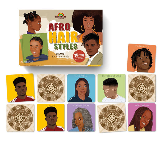 Afro Hair Styles. Memo-Kartenspiel mit 36 Styles