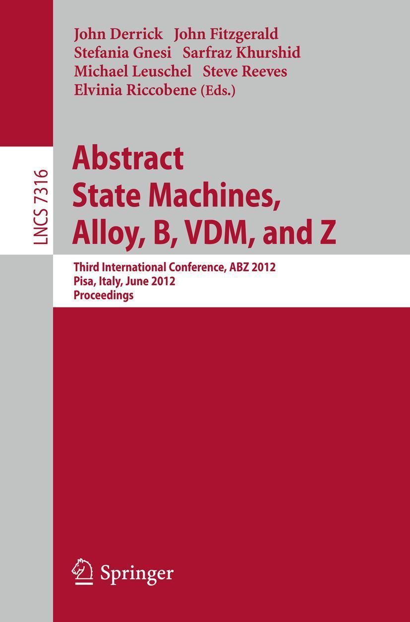 Buchcover: Abstract State Machines, Alloy, B, VDM, and Z