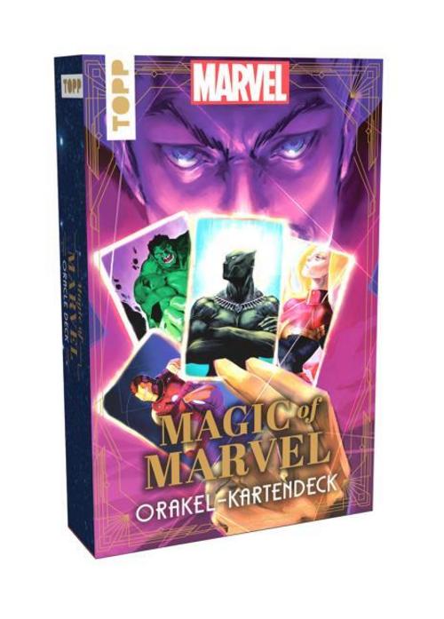 Buchcover: Magic of MARVEL Orakel-Kartendeck. Ein Blick in die Zukunft mit den Original MARVEL-Superhelden wie Spider-Man, Deadpool oder Wolverine