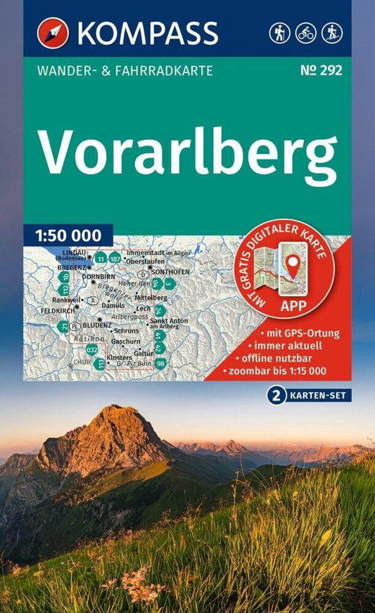 KOMPASS Wanderkarten-Set 292 Vorarlberg (2 Karten) 1:50.000