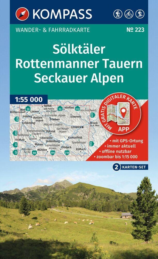 KOMPASS Wanderkarten-Set 223 Sölktäler, Rottenmanner Tauern, Seckauer Alpen (2 Karten) 1:55.000
