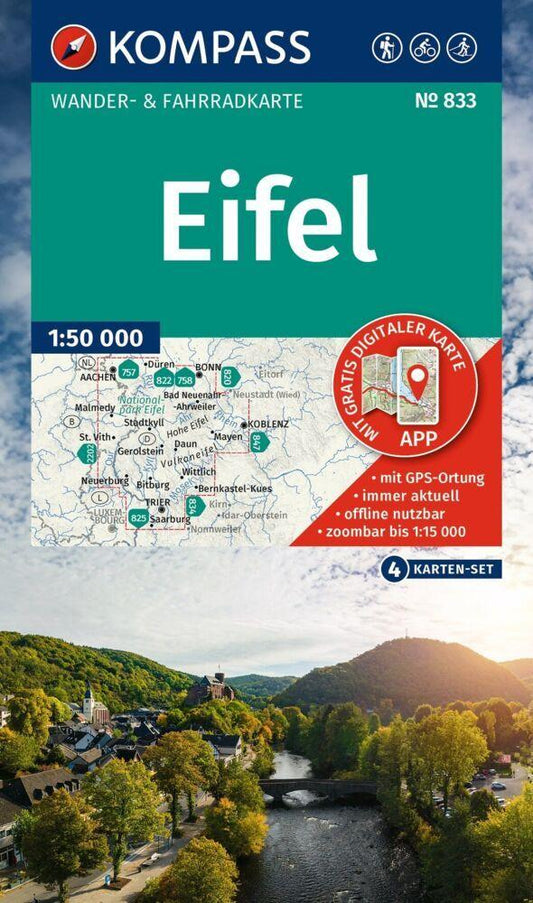 KOMPASS Wanderkarten-Set 833 Eifel (4 Karten) 1:50.000