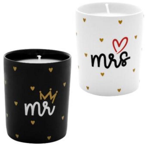 Kerzen-Set Motiv \"Hochzeit Mr. & Mrs.\"