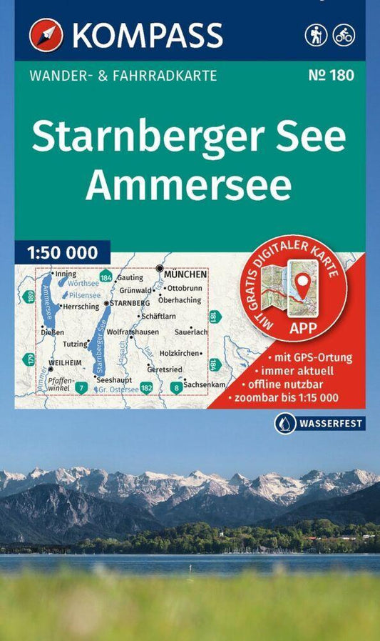 KOMPASS Wanderkarte 180 Starnberger See, Ammersee 1:50.000
