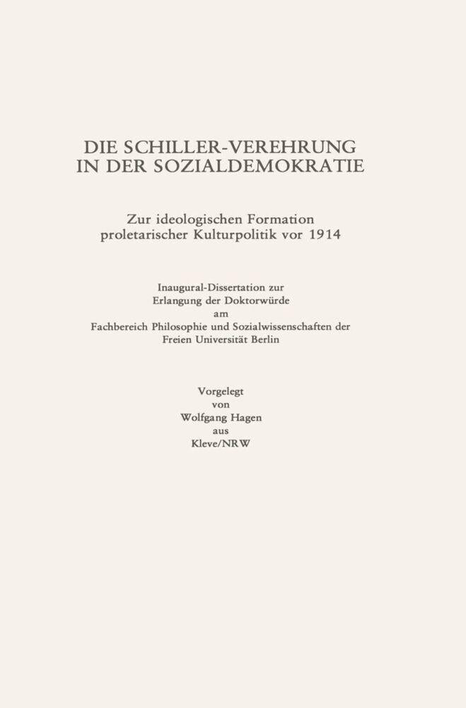 Die Schiller-Verehrung in der Sozialdemokratie