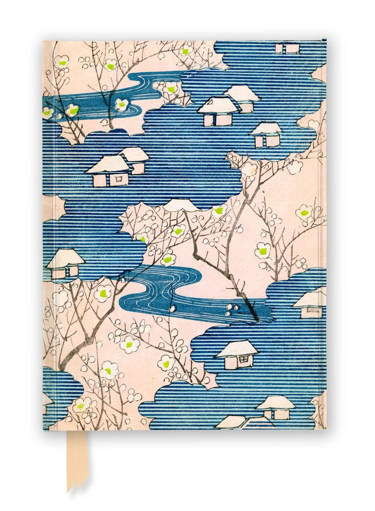 Buchcover: Japanese Woodblock: Cottages with Rivers & Cherry Blossoms (Foiled Journal)