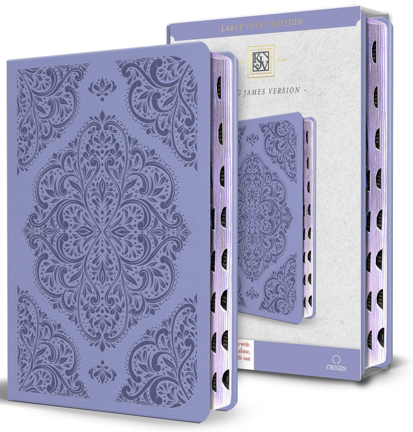 KJV Holy Bible, Large Print Medium Format, Lavender Faux Leather W/Thumb Index and Ribbon Marker, Red Letter