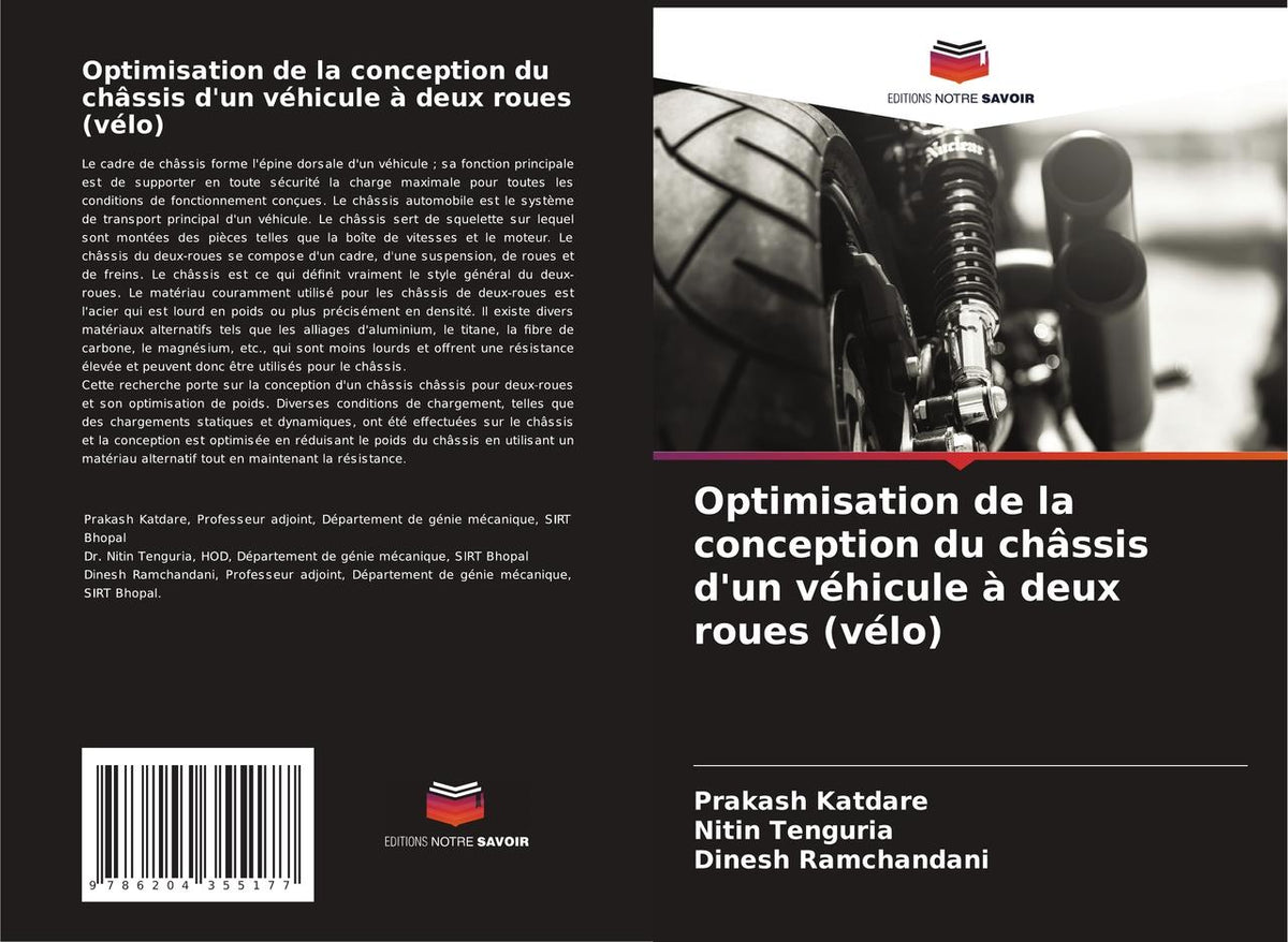 Buchcover: Optimisation de la conception du châssis d'un véhicule à deux roues (vélo)