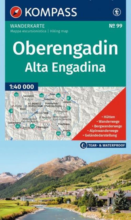 KOMPASS Wanderkarte 99 Oberengadin / Alta Engadina 1:40.000