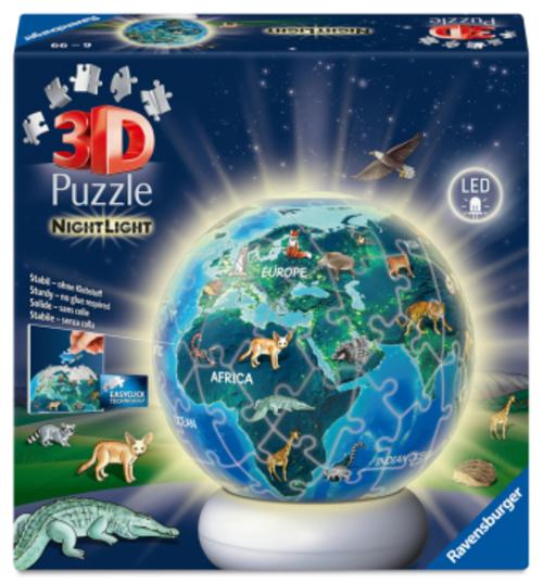 3D Puzzle-Ball Nightlight Erde mit Tiermotiven