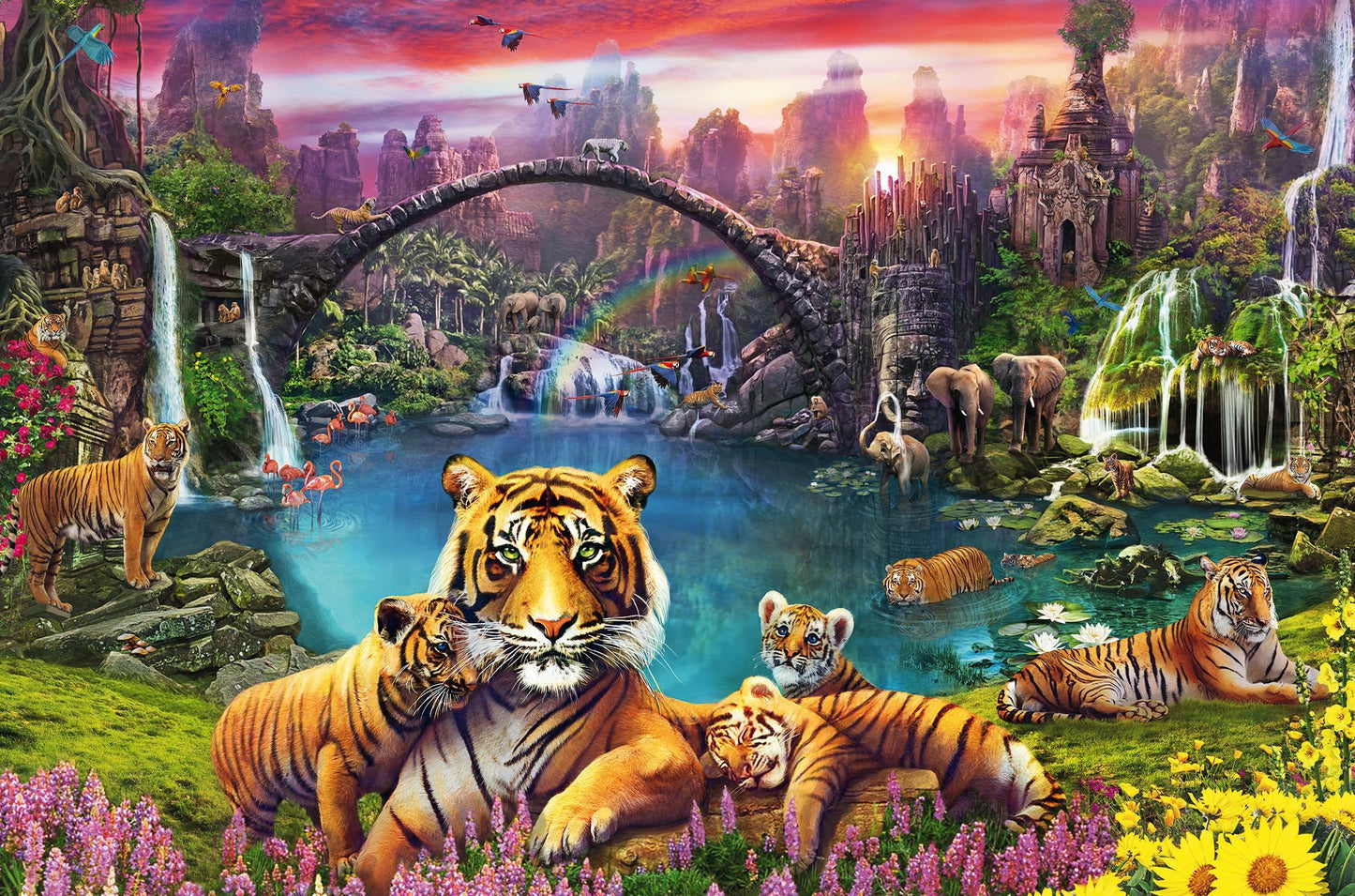 Erwachsenenpuzzle 3000 Teile - Tiger in paradiesischer Lagune