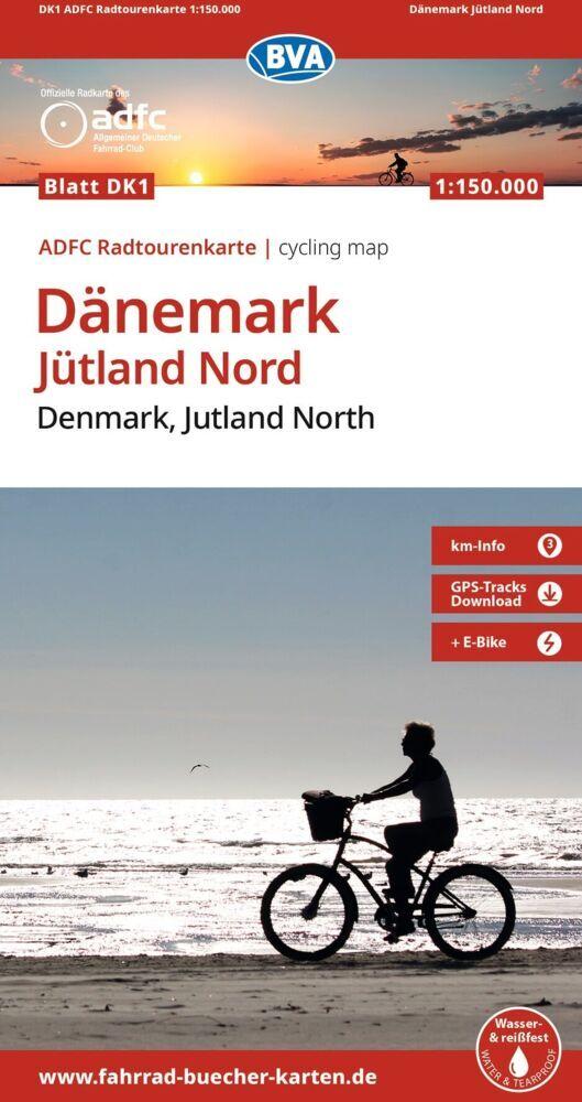 BVA ADFC Radtourenkarte Dänemark, Jütland Nord/Denmark, Jutland North 1:150.000
