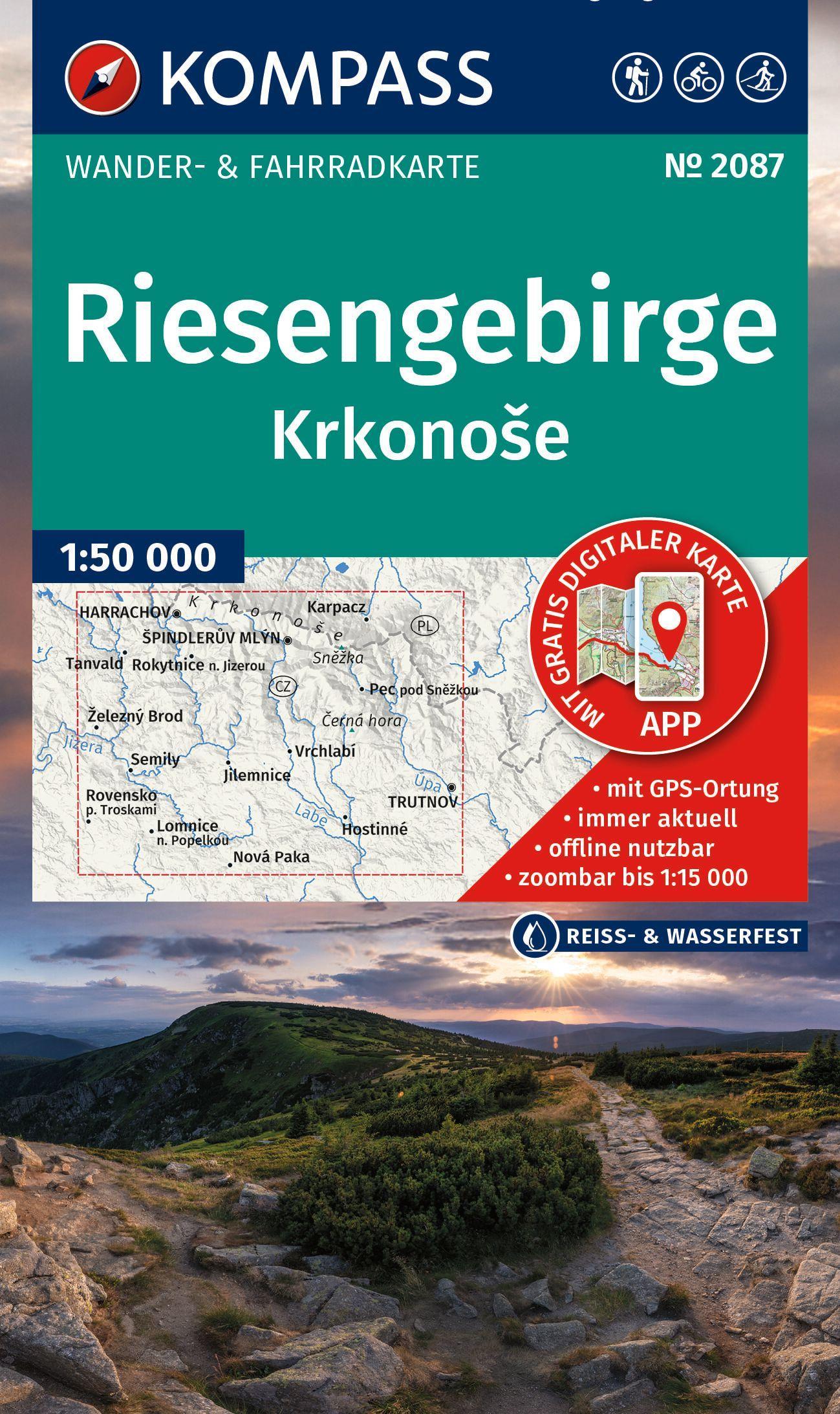 KOMPASS Wanderkarte 2087 Riesengebirge, Krkonose 1:50.000