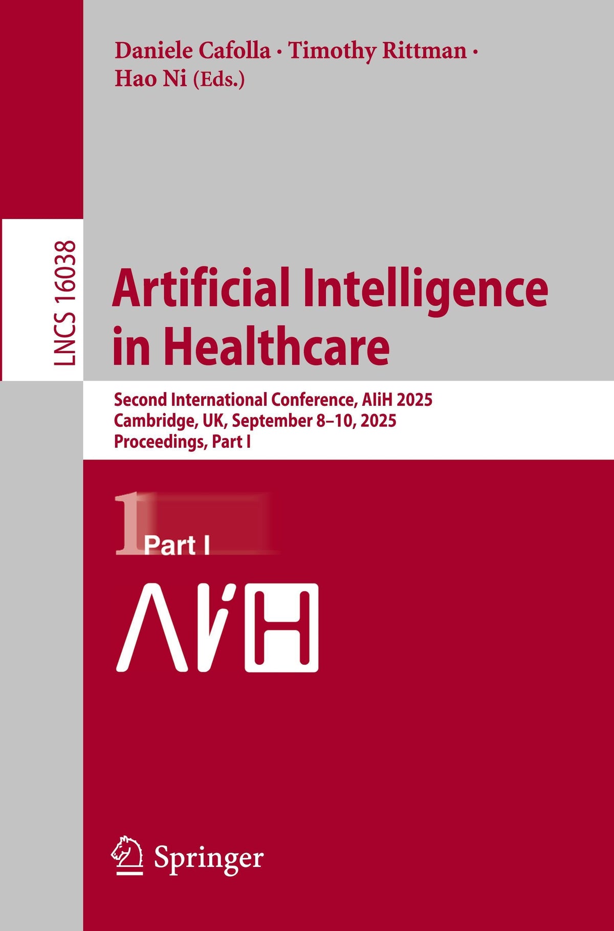 Buchcover: Artificial Intelligence in Healthcare