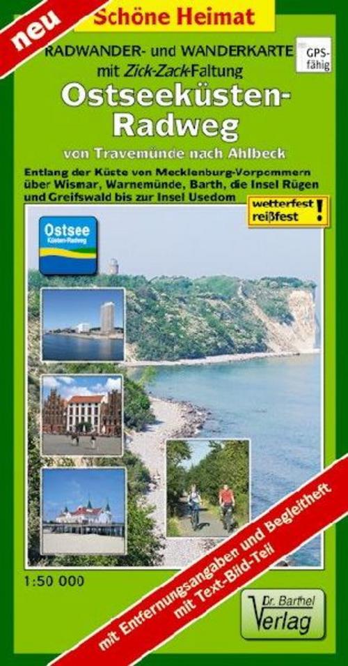 Ostseeküsten-Radweg von Travemünde nach Ahlbeck 1:50 000 Radwander- und Wanderkarte mit Zick-Zack-Faltung