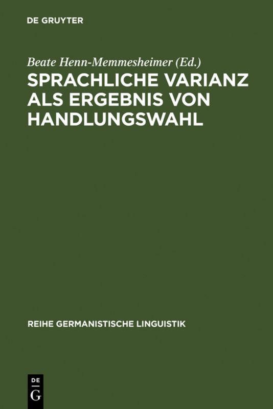Buchcover: Sprachliche Varianz als Ergebnis von Handlungswahl