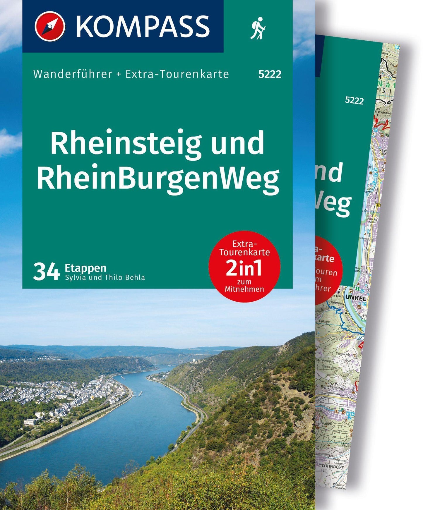 Behla, Silvia und Thilo/KOMPASS Wanderführer Rheinsteig RheinBurgenWeg, 34 Etappen mit Ext