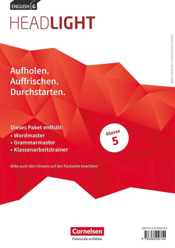 English G Headlight Band 1: 5. Schuljahr - Arbeitshefte Wordmaster, Grammarmaster und Klassenarbeitstrainer (Im Paket)