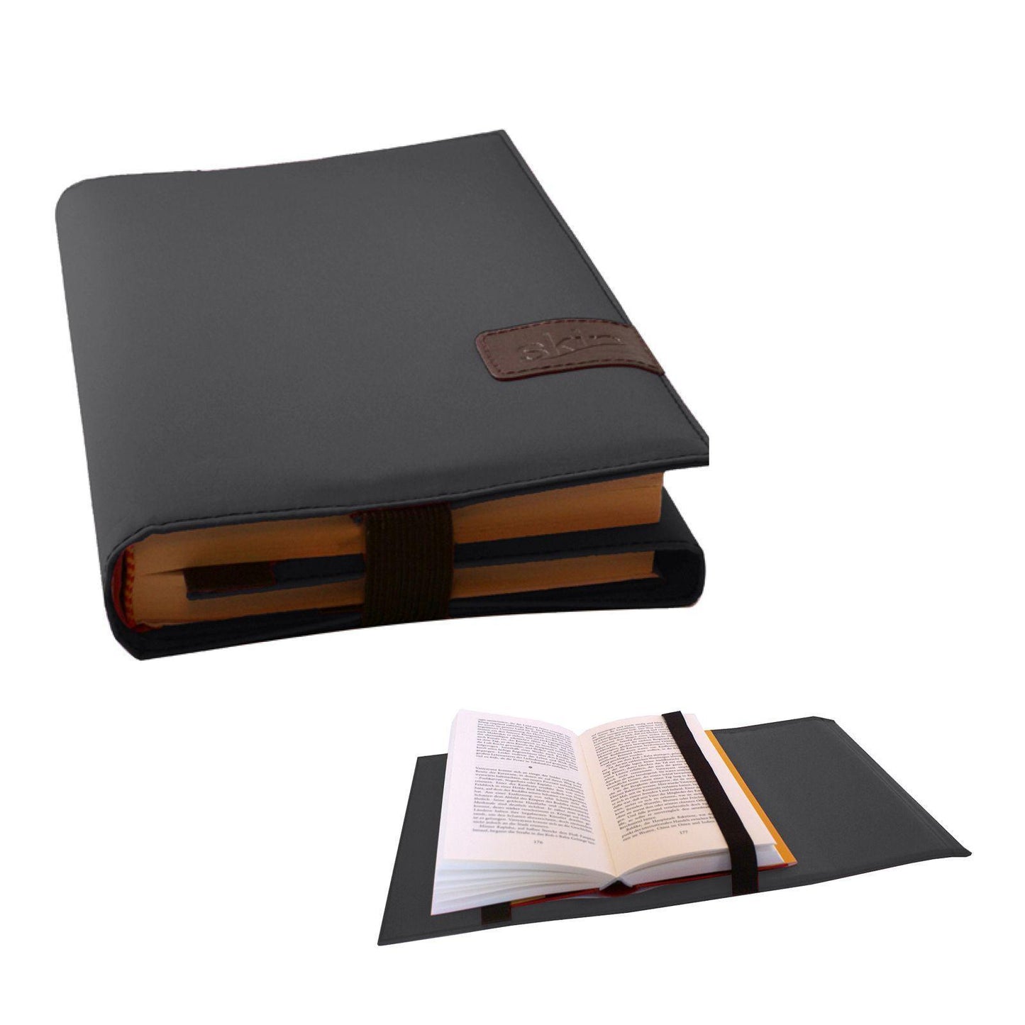 BookSKIN Buch Einband (Größenverstellbar) in Onyx-Schwarz mit Lesezeichen