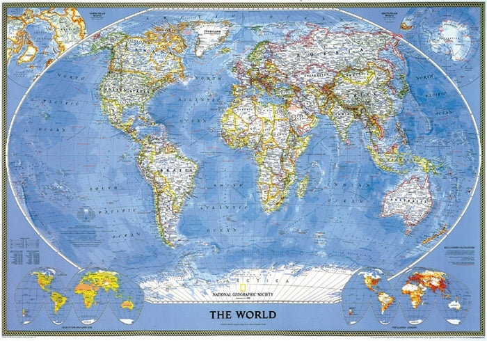 National Geographic World Wall Map - Classic - Laminated (43.5 X 30.5 In)