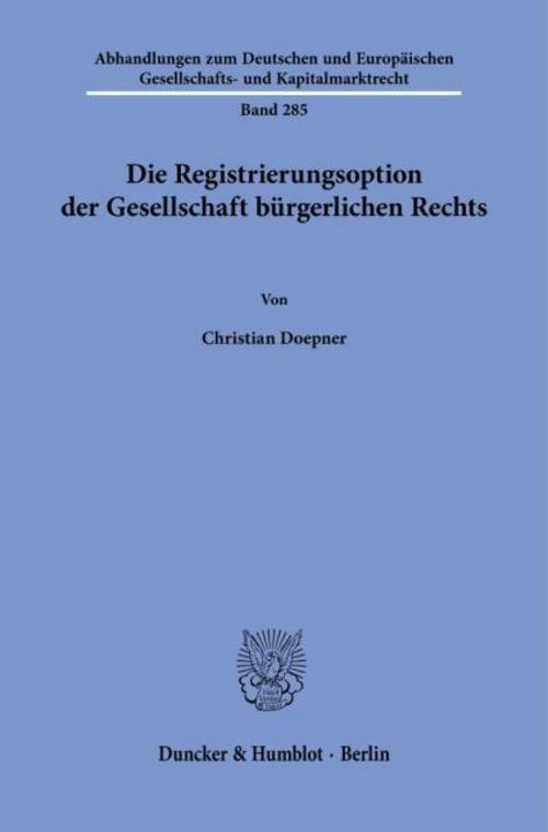 Die Registrierungsoption der Gesellschaft bürgerlichen Rechts