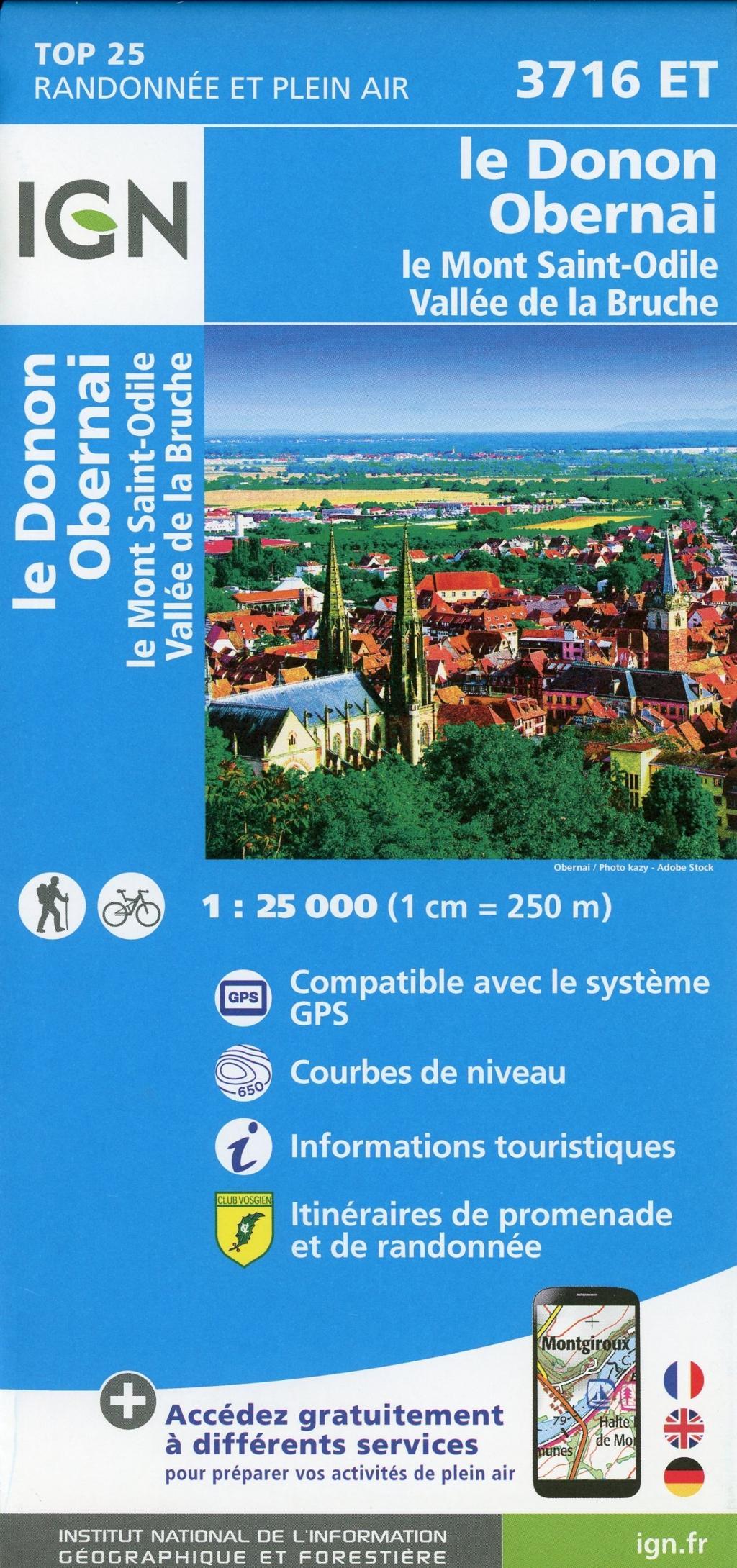 Le Donon.Obernai.Mont-Sainte-Odile.Vallée de la Bruche 1:25 000