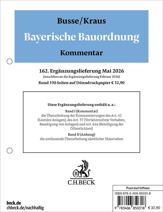 Bayerische Bauordnung  162. Ergänzungslieferung