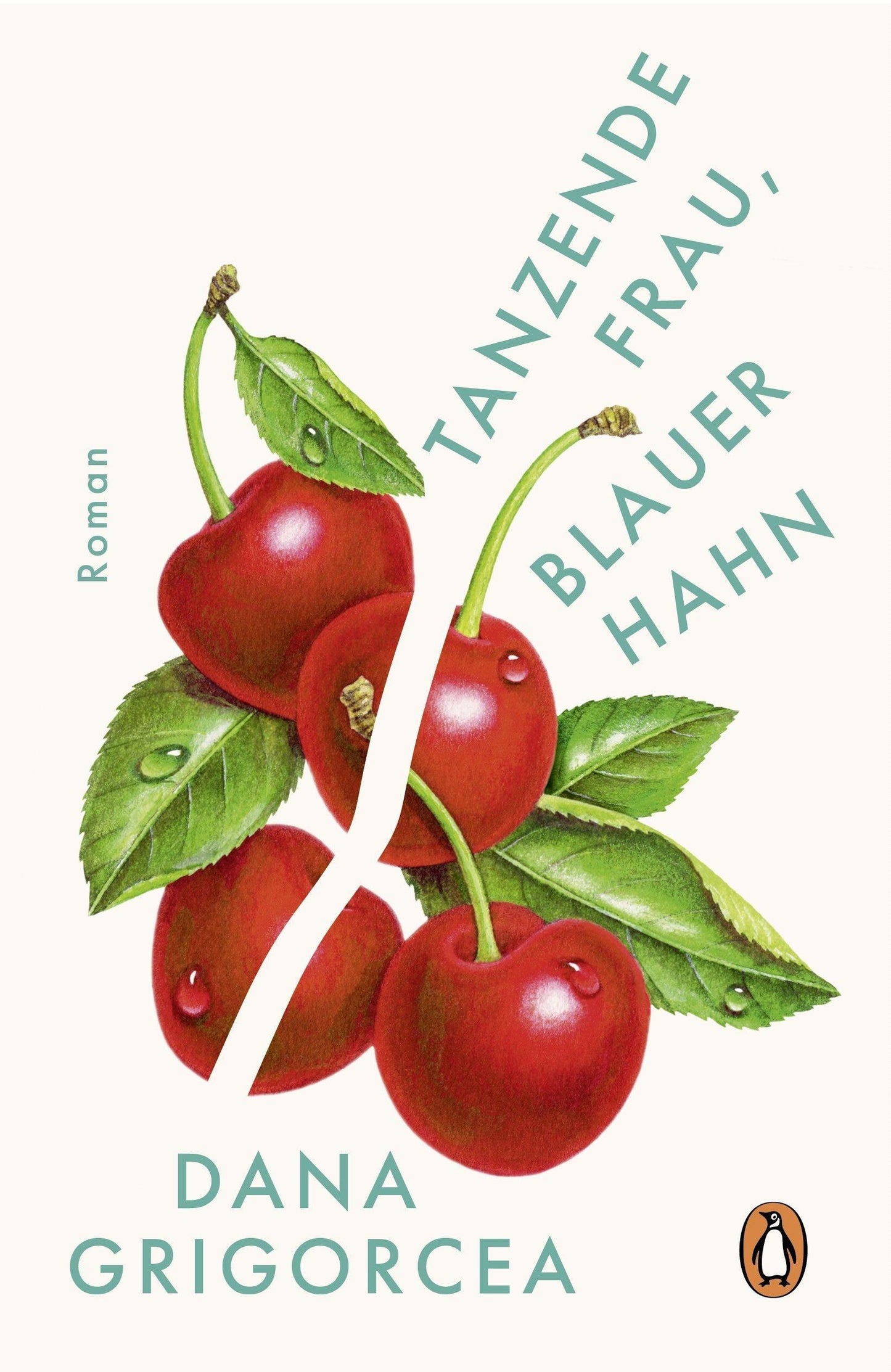 Tanzende Frau, blauer Hahn