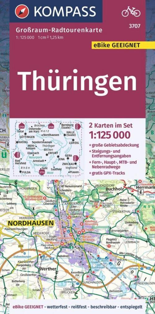 KOMPASS Großraum-Radtourenkarte 3707 Thüringen 1:125.000